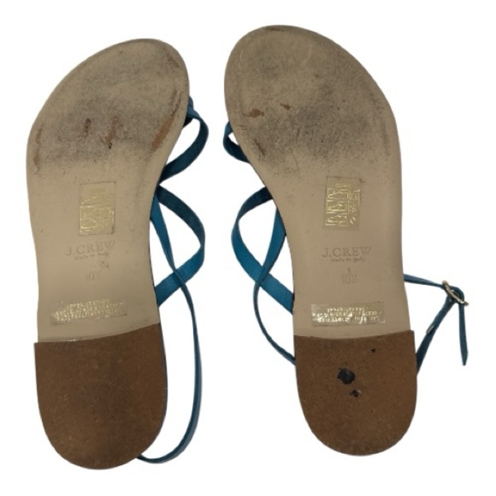 J. Crew Blue Strappy Sandals flat size 10.5 made in Italy - Picture 10 of 12